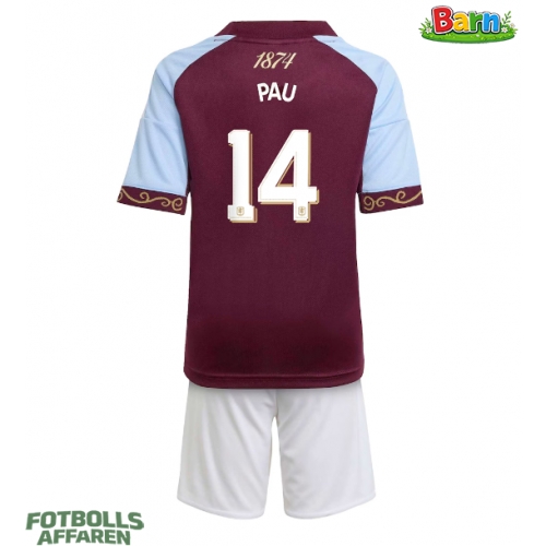 Aston Villa Pau Torres #14 Hemmaställ Barn 2025-26 Kortärmad (+ Korta byxor)